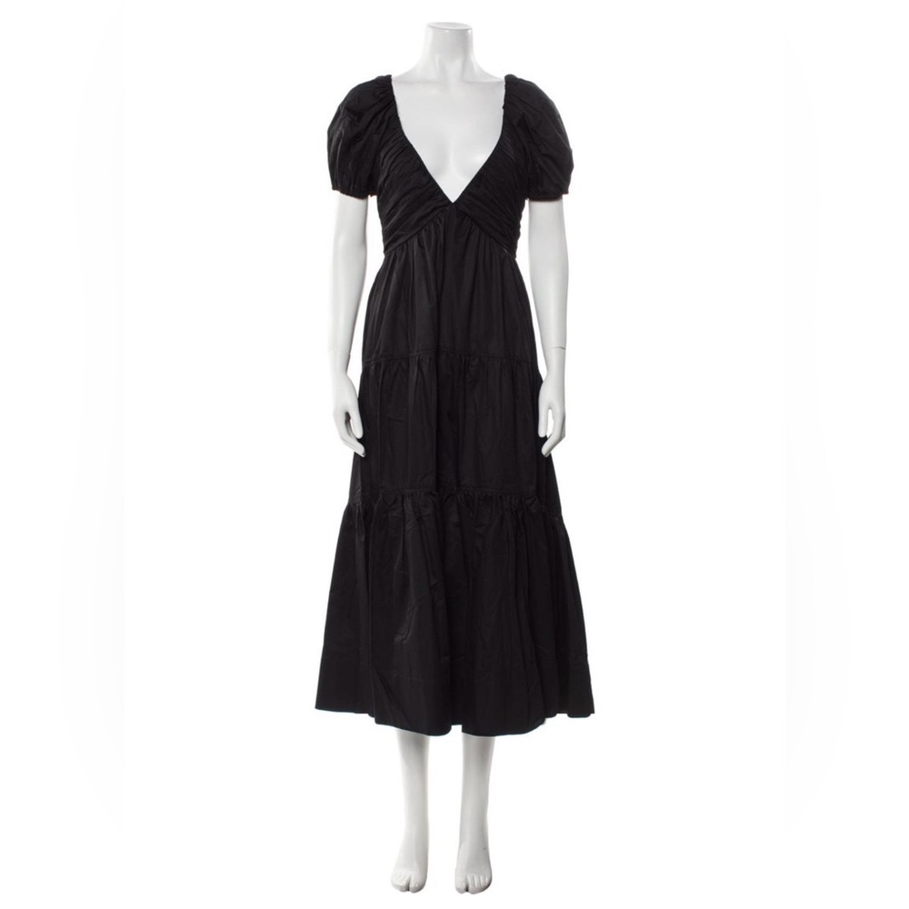 La Ligne Black Puff Sleeve Maxi Dress